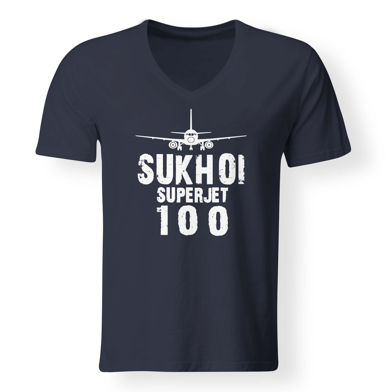Sukhoi Superjet 100 & Plane Designed V-Neck T-Shirts
