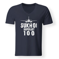 Thumbnail for Sukhoi Superjet 100 & Plane Designed V-Neck T-Shirts