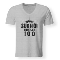 Thumbnail for Sukhoi Superjet 100 & Plane Designed V-Neck T-Shirts