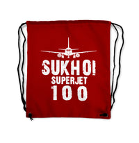 Thumbnail for Sukhoi Superjet 100 & Plane Designed Drawstring Bags