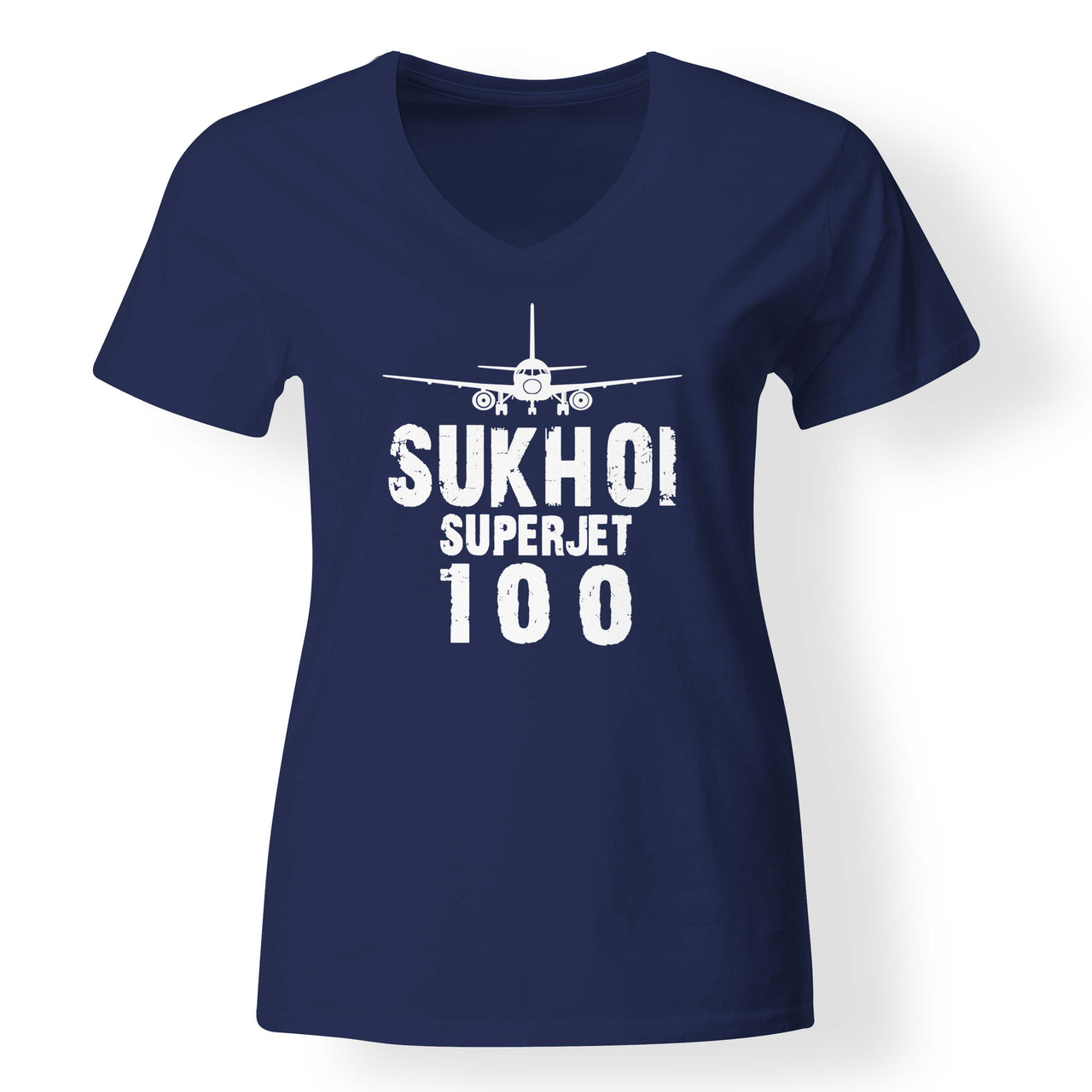 Sukhoi Superjet 100 & Plane Designed V-Neck T-Shirts