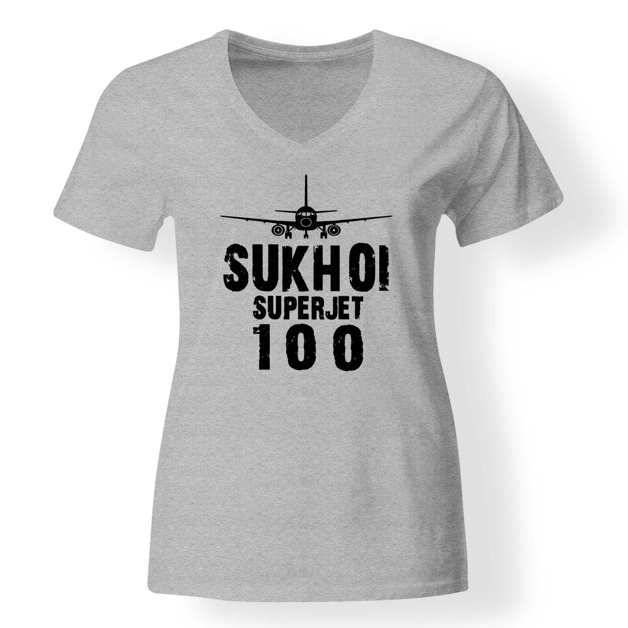 Sukhoi Superjet 100 & Plane Designed V-Neck T-Shirts