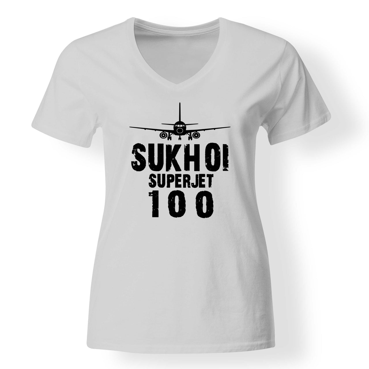 Sukhoi Superjet 100 & Plane Designed V-Neck T-Shirts