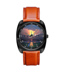 Thumbnail for Super Airbus A380 Landing During Sunset Designed Luxury Watches