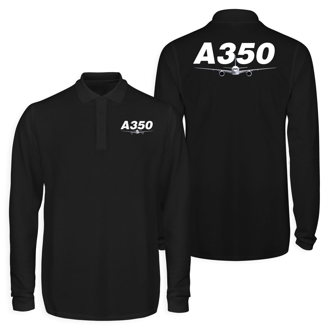 Super Airbus A350 Designed Long Sleeve Polo T-Shirts (Double-Side)