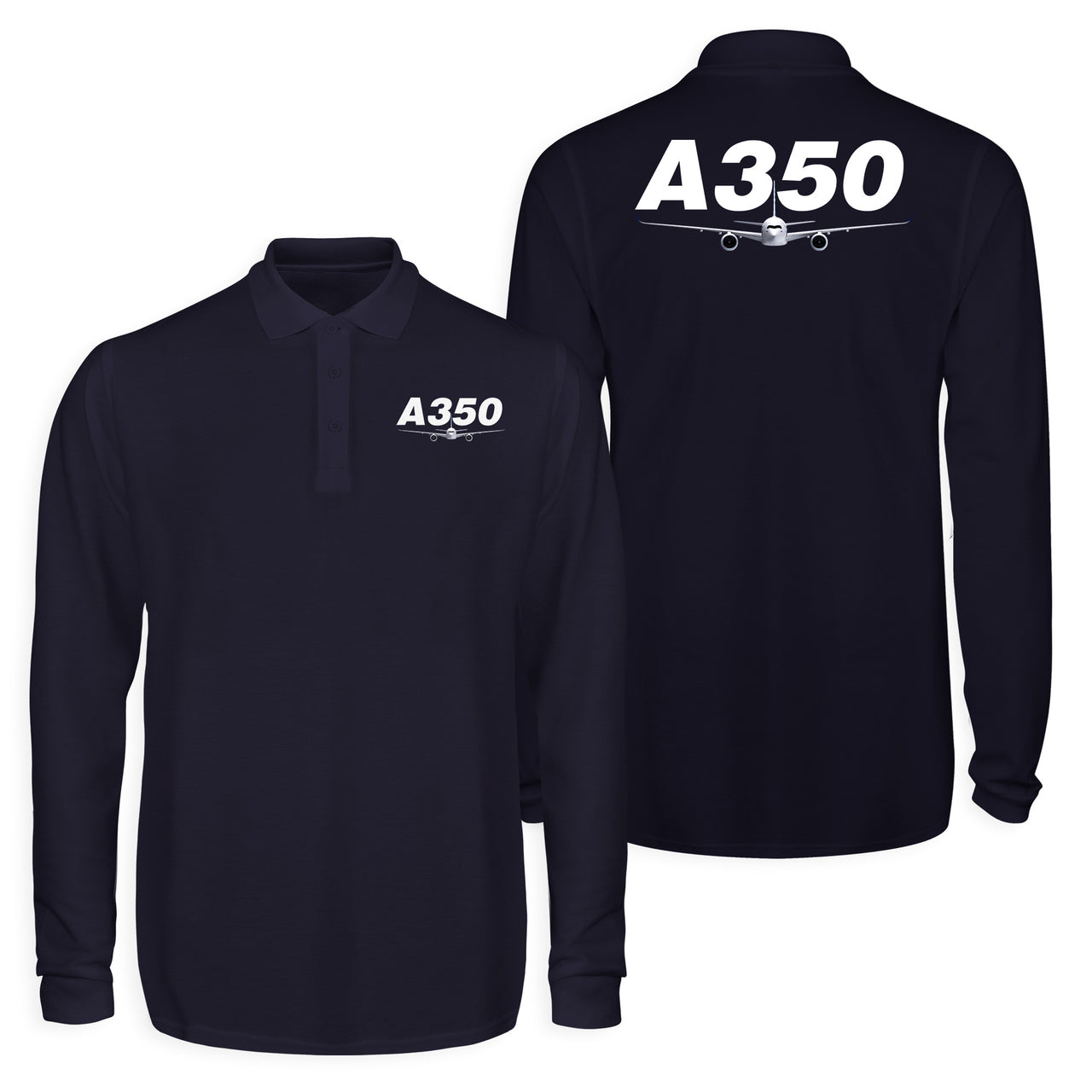 Super Airbus A350 Designed Long Sleeve Polo T-Shirts (Double-Side)