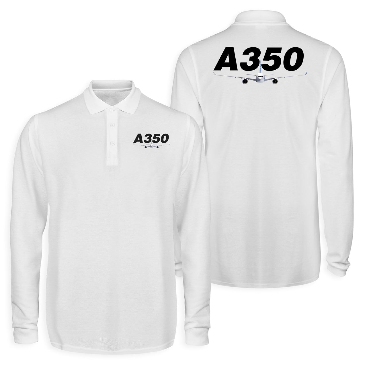 Super Airbus A350 Designed Long Sleeve Polo T-Shirts (Double-Side)