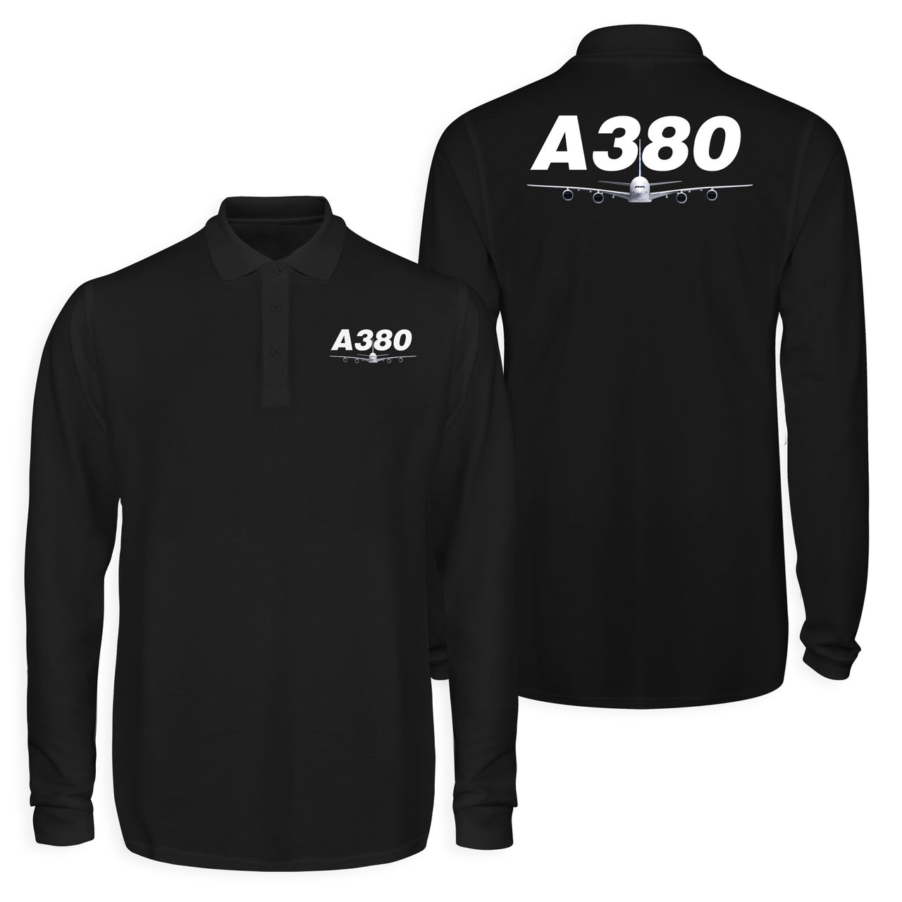 Super Airbus A380 Designed Long Sleeve Polo T-Shirts (Double-Side)