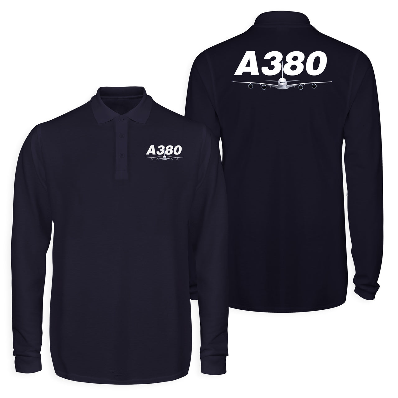 Super Airbus A380 Designed Long Sleeve Polo T-Shirts (Double-Side)