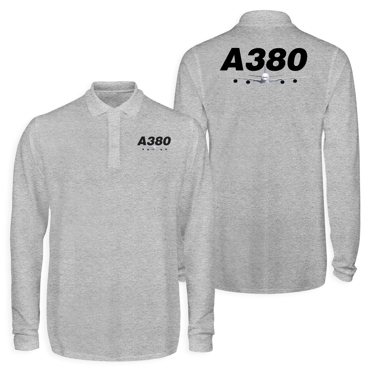 Super Airbus A380 Designed Long Sleeve Polo T-Shirts (Double-Side)
