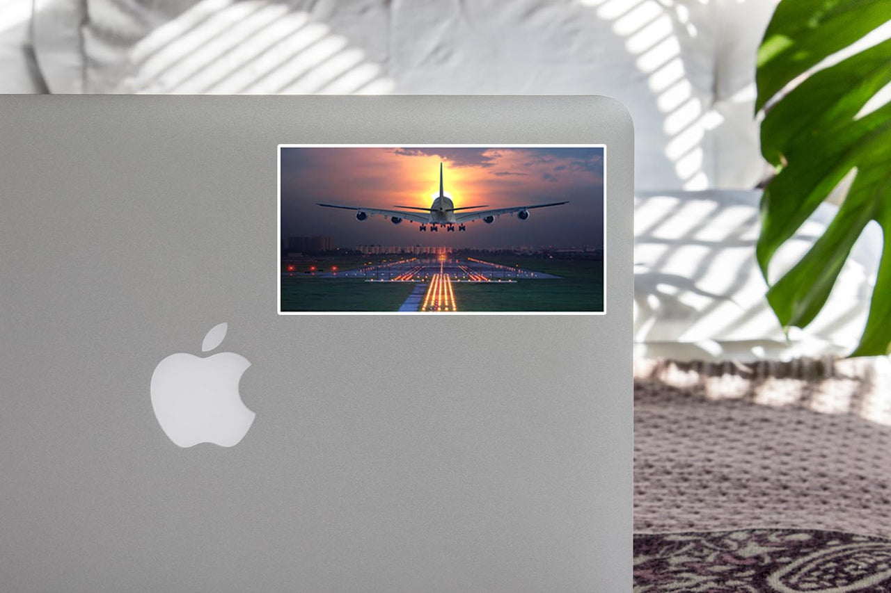 Super Airbus A380 Landing During Sunset Designed Stickers