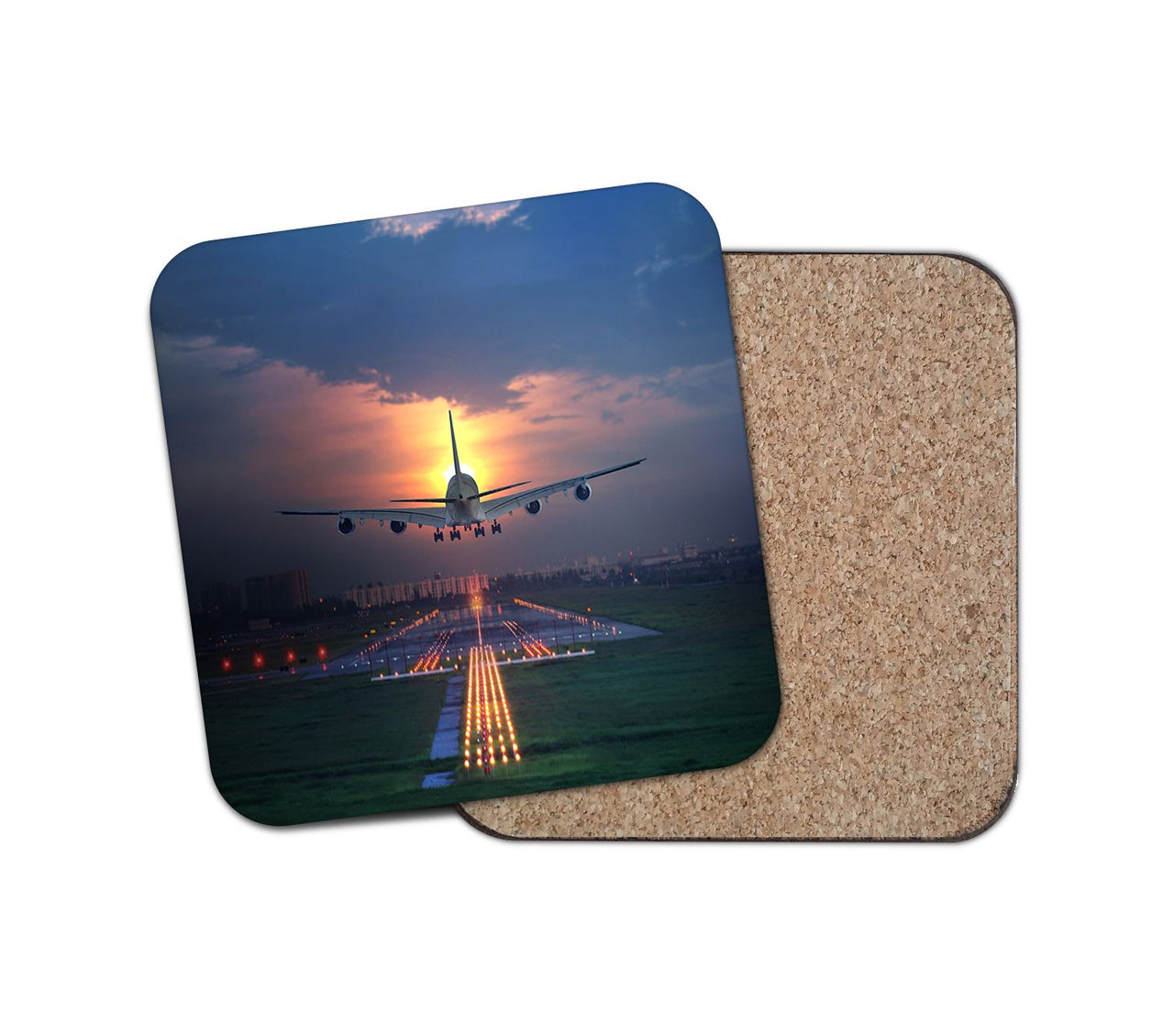 Super Airbus A380 Landing During Sunset Designed Coasters