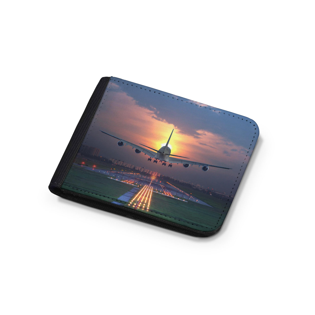 Super Airbus A380 Landing During Sunset Designed Wallets