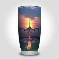 Thumbnail for Super Airbus A380 Landing During Sunset Designed Tumbler Travel Mugs