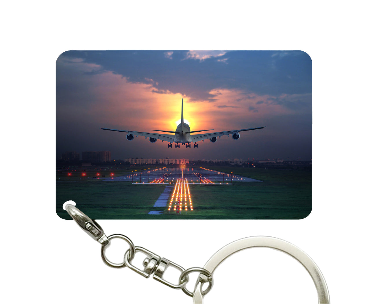 Super Airbus A380 Landing During Sunset Designed Key Chains