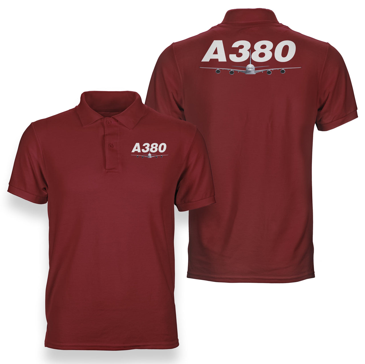 Super Airbus A380 Designed Double Side Polo T-Shirts