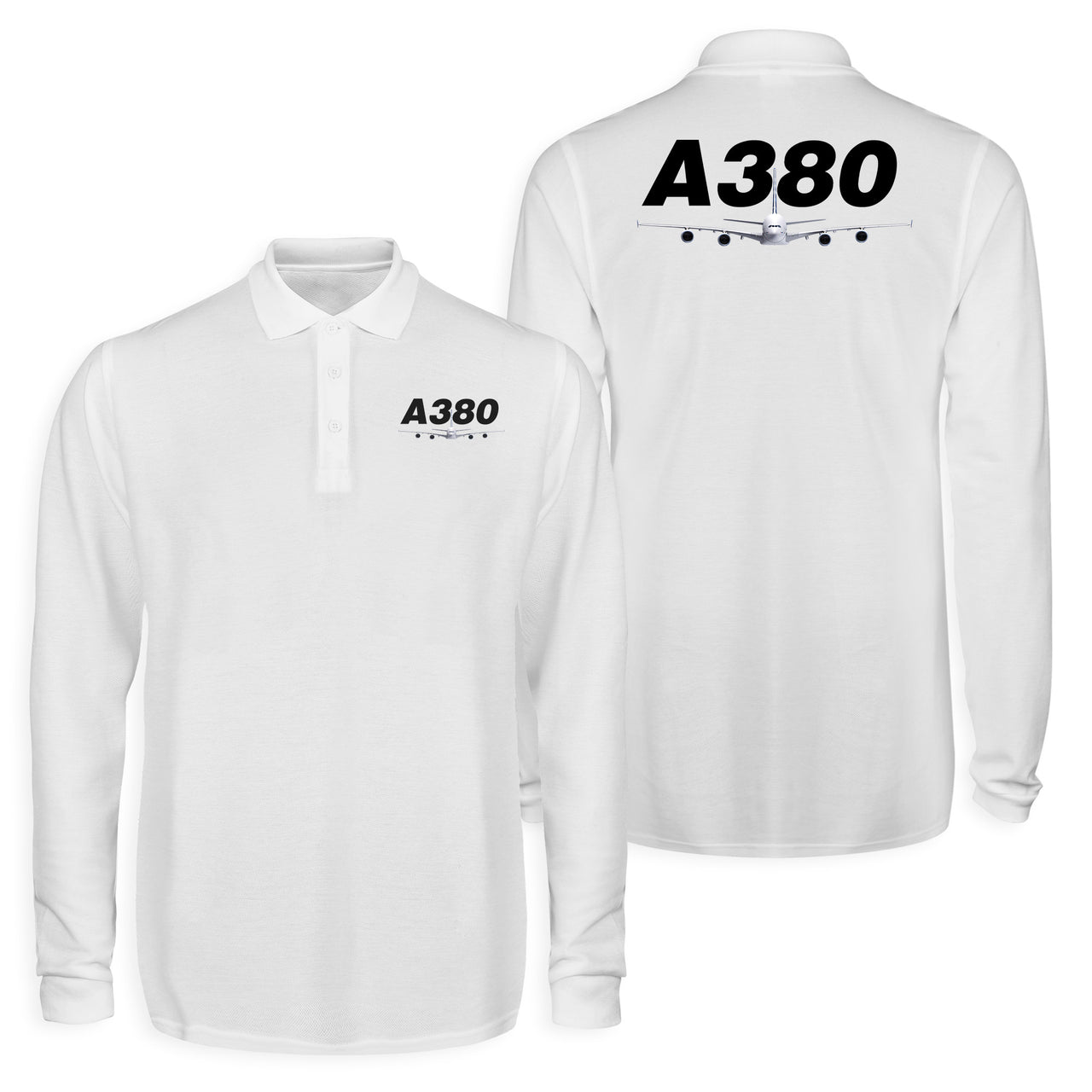 Super Airbus A380 Designed Long Sleeve Polo T-Shirts (Double-Side)