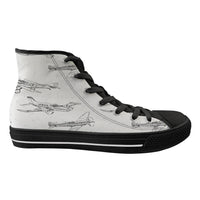 Thumbnail for Super Aircrafts Designed Long Canvas Shoes (Women)