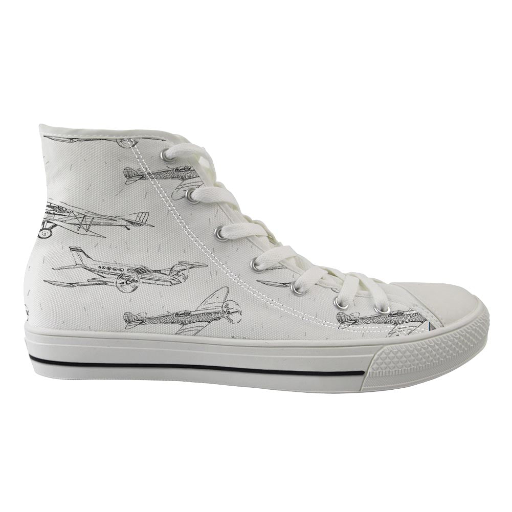 Super Aircrafts Designed Long Canvas Shoes (Women)