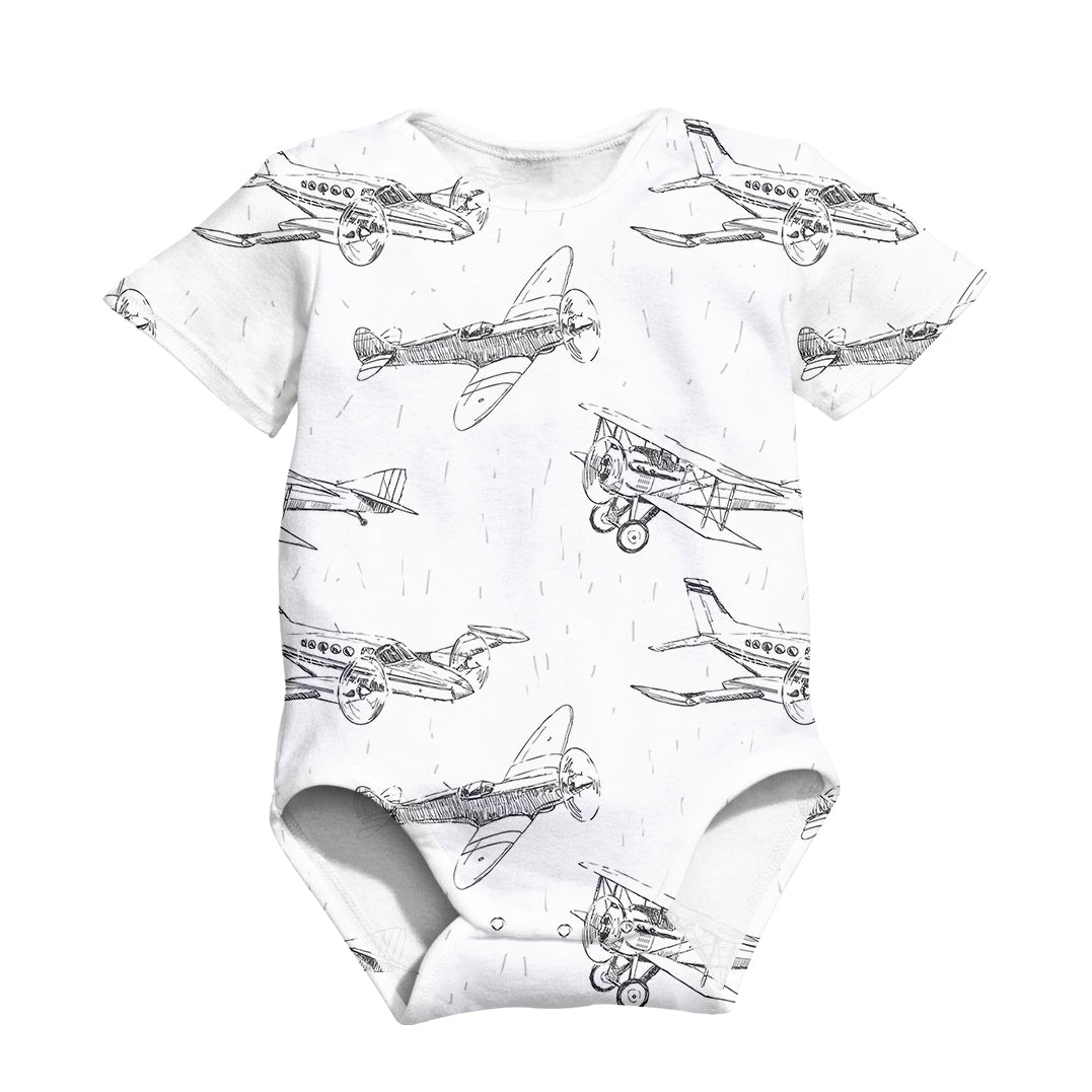 Super Aircrafts Designed 3D Baby Bodysuits