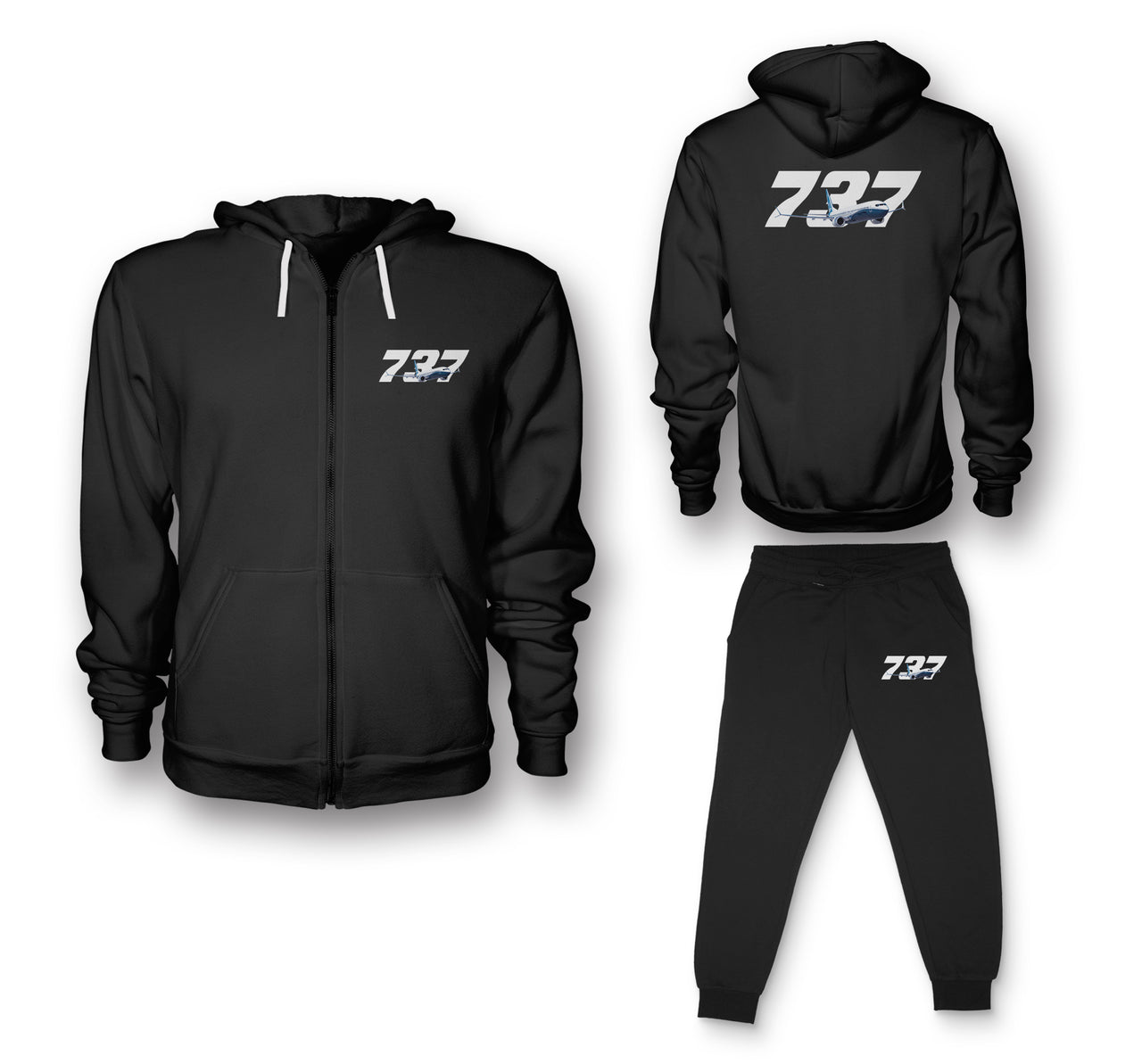 Super Boeing 737 Designed Zipped Hoodies & Sweatpants Set
