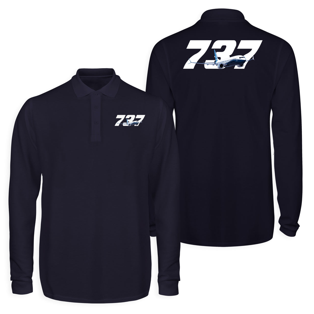 Super Boeing 737 Designed Long Sleeve Polo T-Shirts (Double-Side)