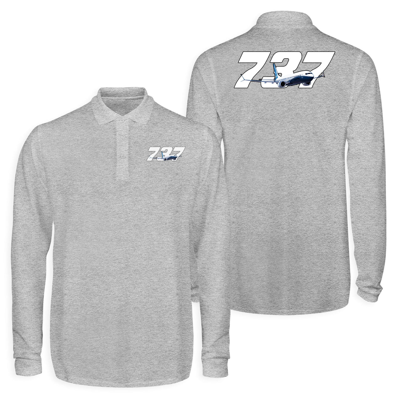 Super Boeing 737 Designed Long Sleeve Polo T-Shirts (Double-Side)