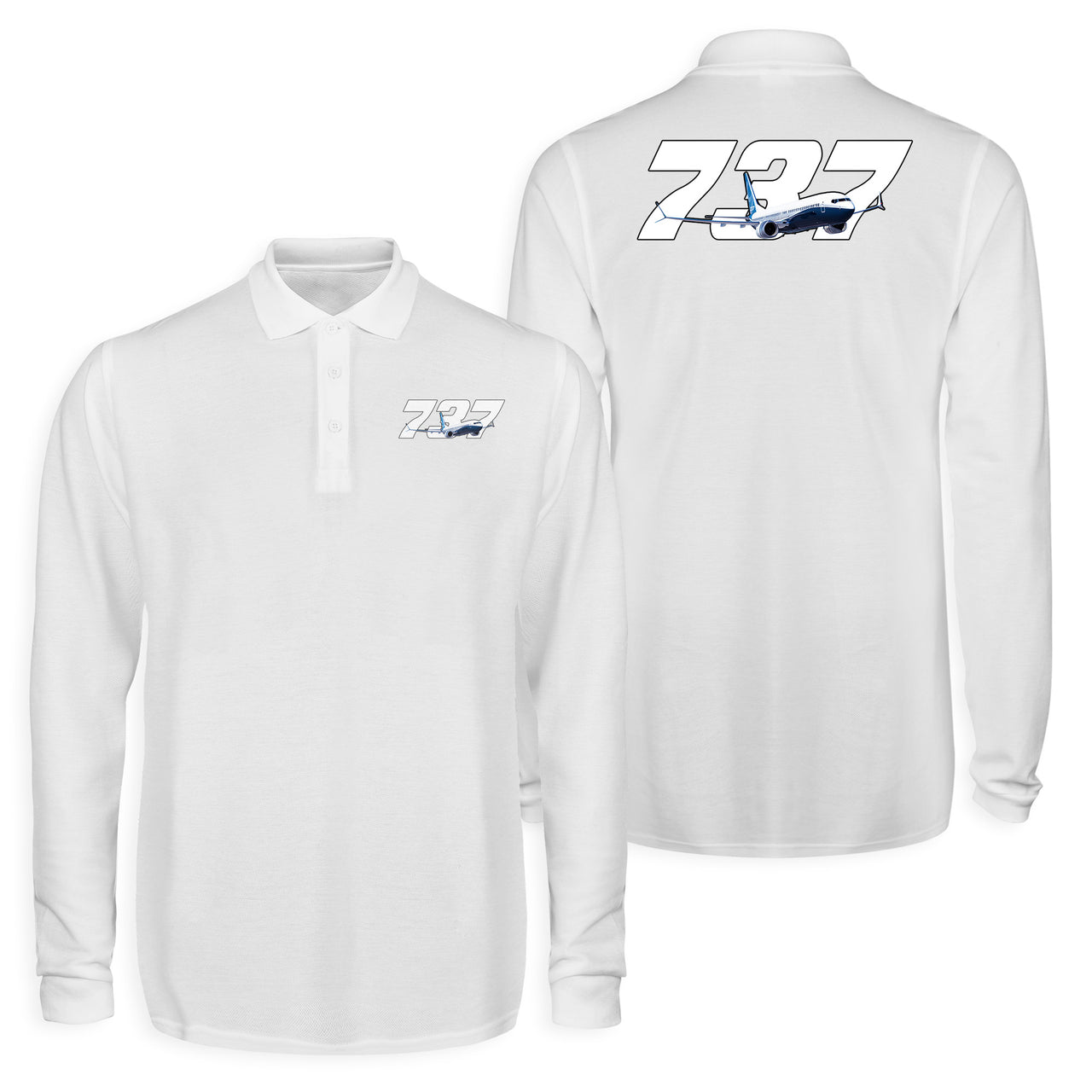 Super Boeing 737 Designed Long Sleeve Polo T-Shirts (Double-Side)