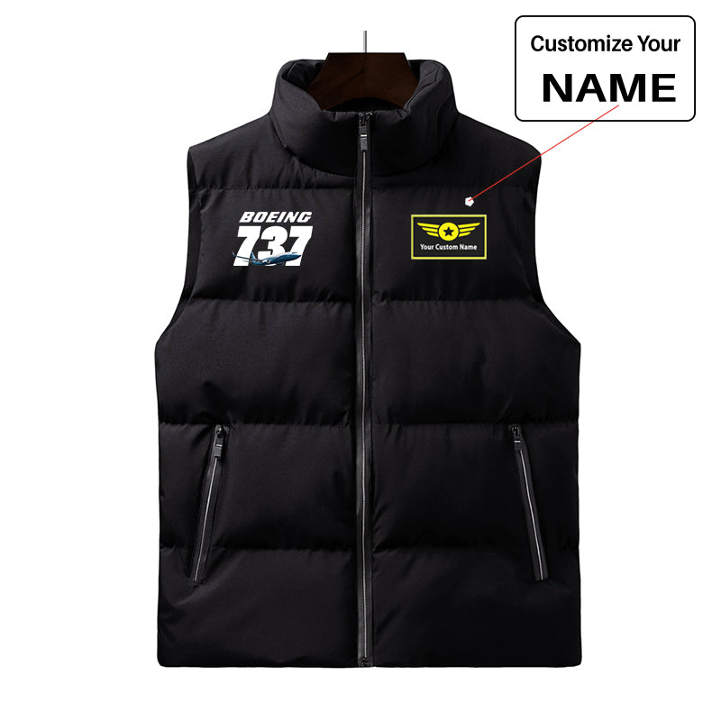 Super Boeing 737+Text Designed Puffy Vests