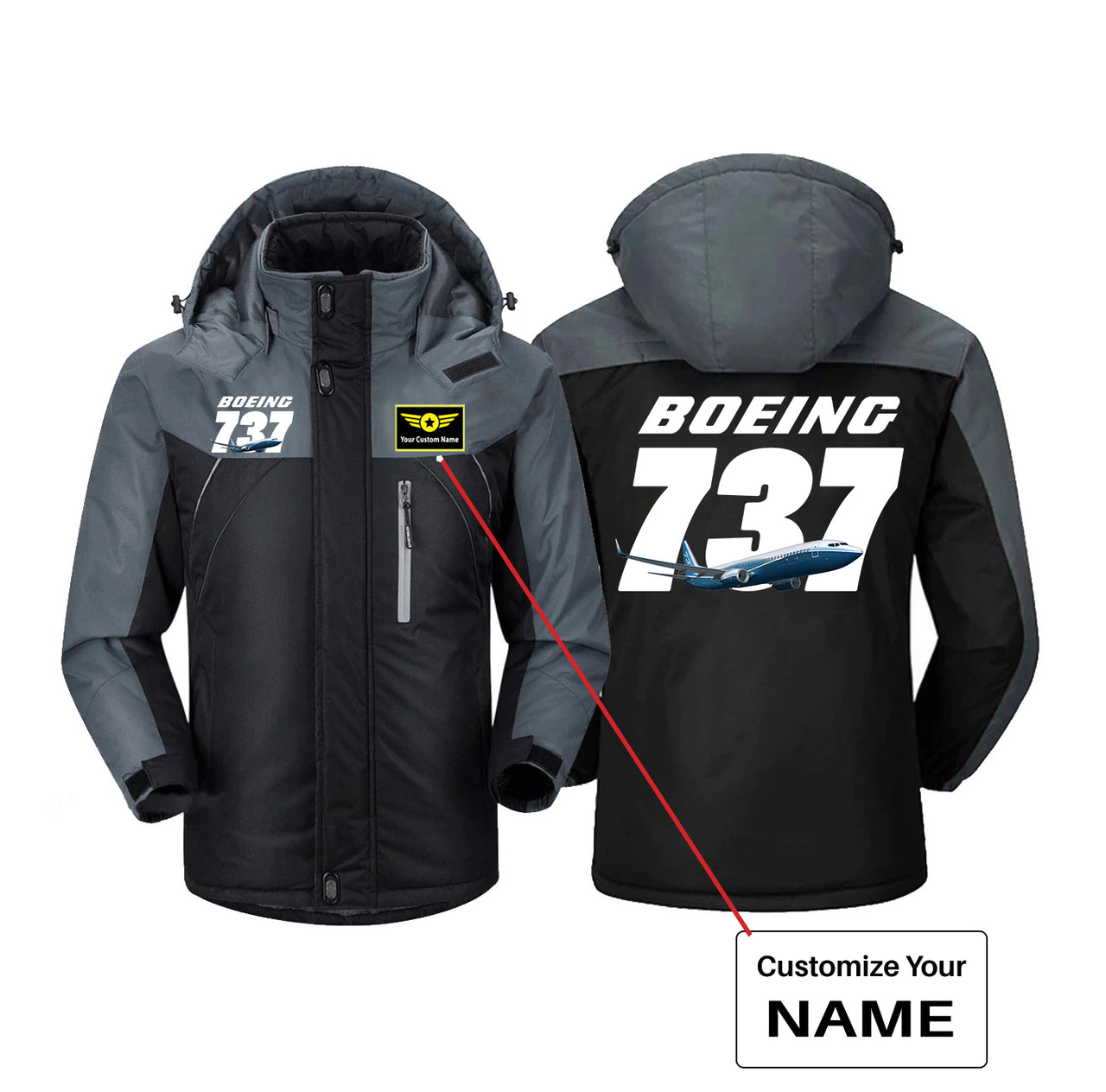 Super Boeing 737+Text Designed Thick Winter Jackets