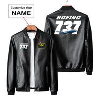Thumbnail for Super Boeing 737+Text Designed PU Leather Jackets