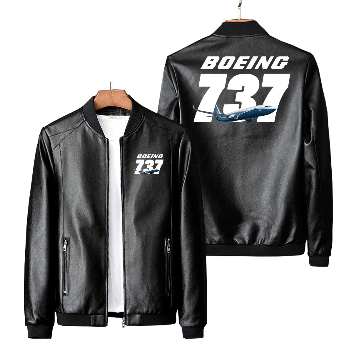 Super Boeing 737+Text Designed PU Leather Jackets