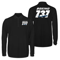 Thumbnail for Super Boeing 737+Text Designed Long Sleeve Polo T-Shirts (Double-Side)
