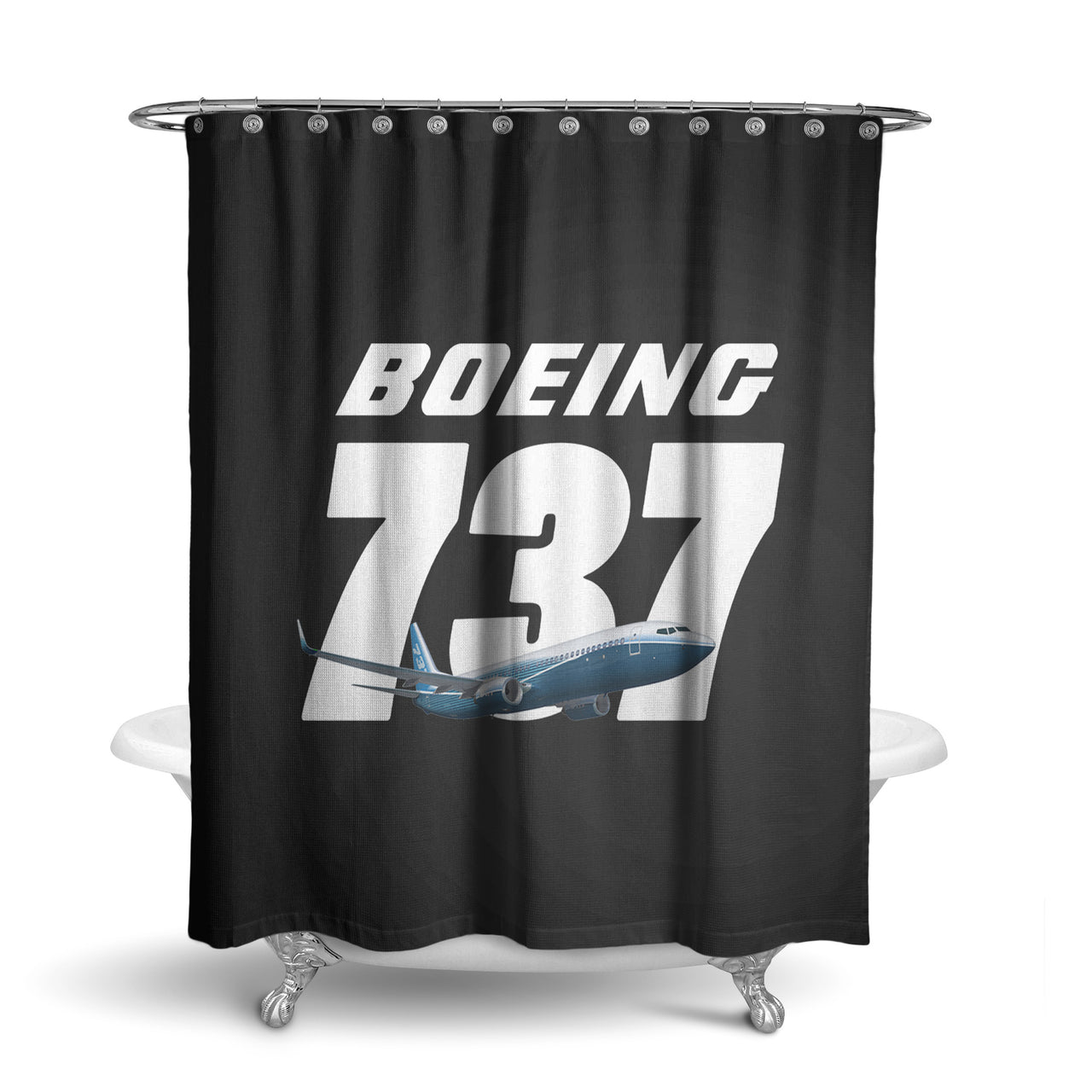 Super Boeing 737+Text Designed Shower Curtains