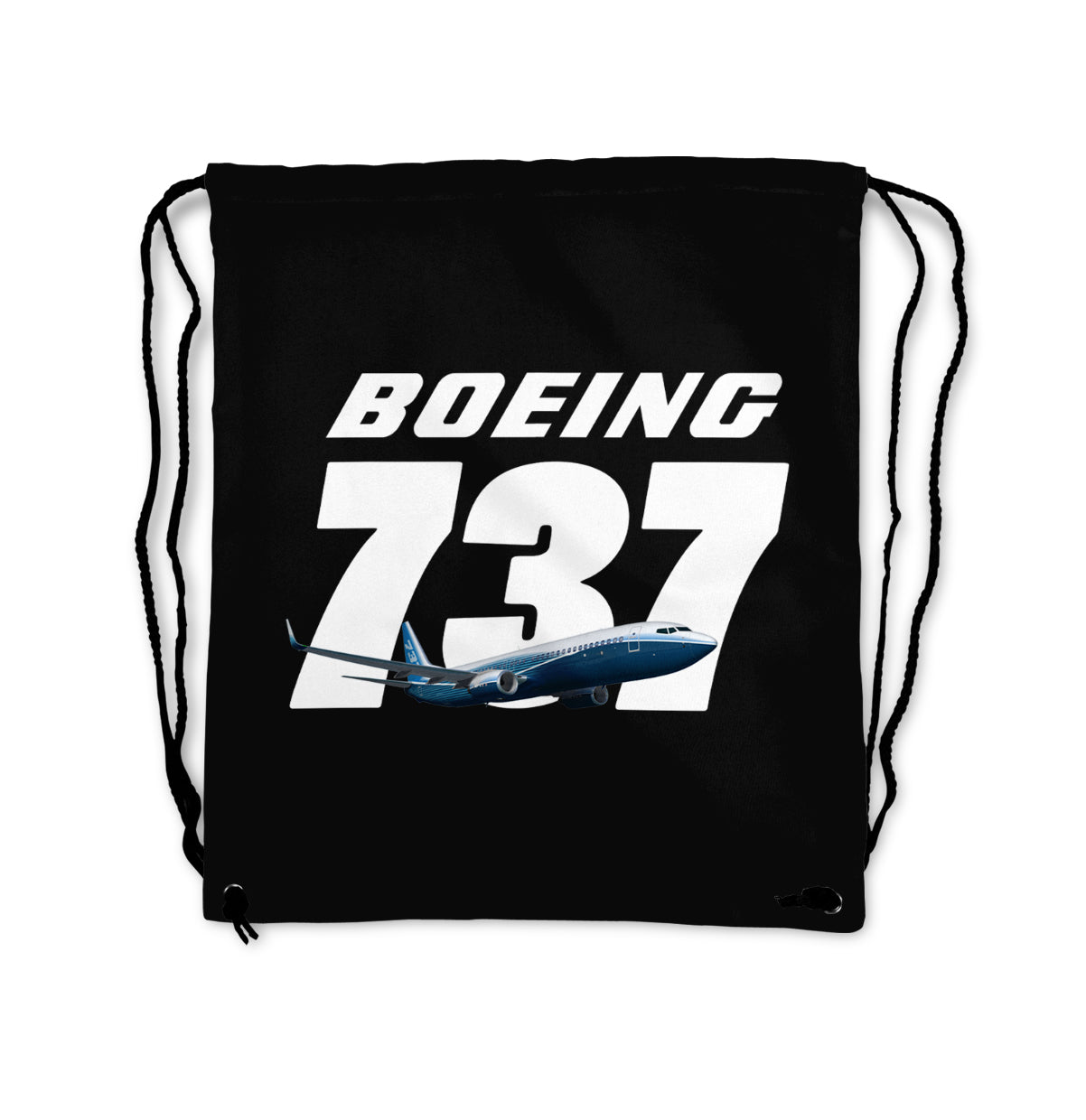 Super Boeing 737+Text Designed Drawstring Bags