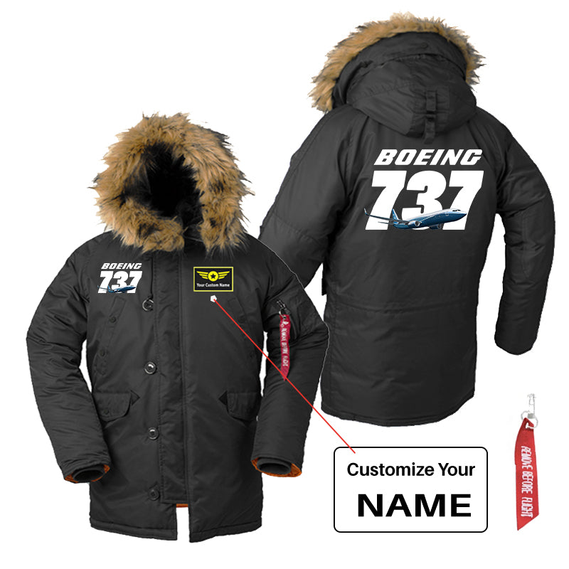 Super Boeing 737+Text Designed Parka Bomber Jackets
