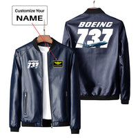 Thumbnail for Super Boeing 737+Text Designed PU Leather Jackets