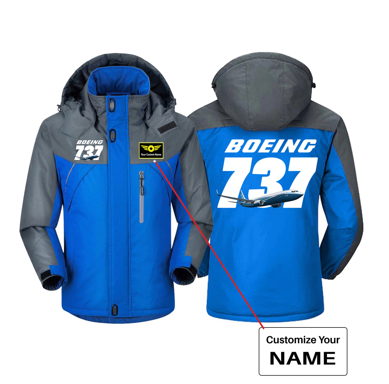 Super Boeing 737+Text Designed Thick Winter Jackets