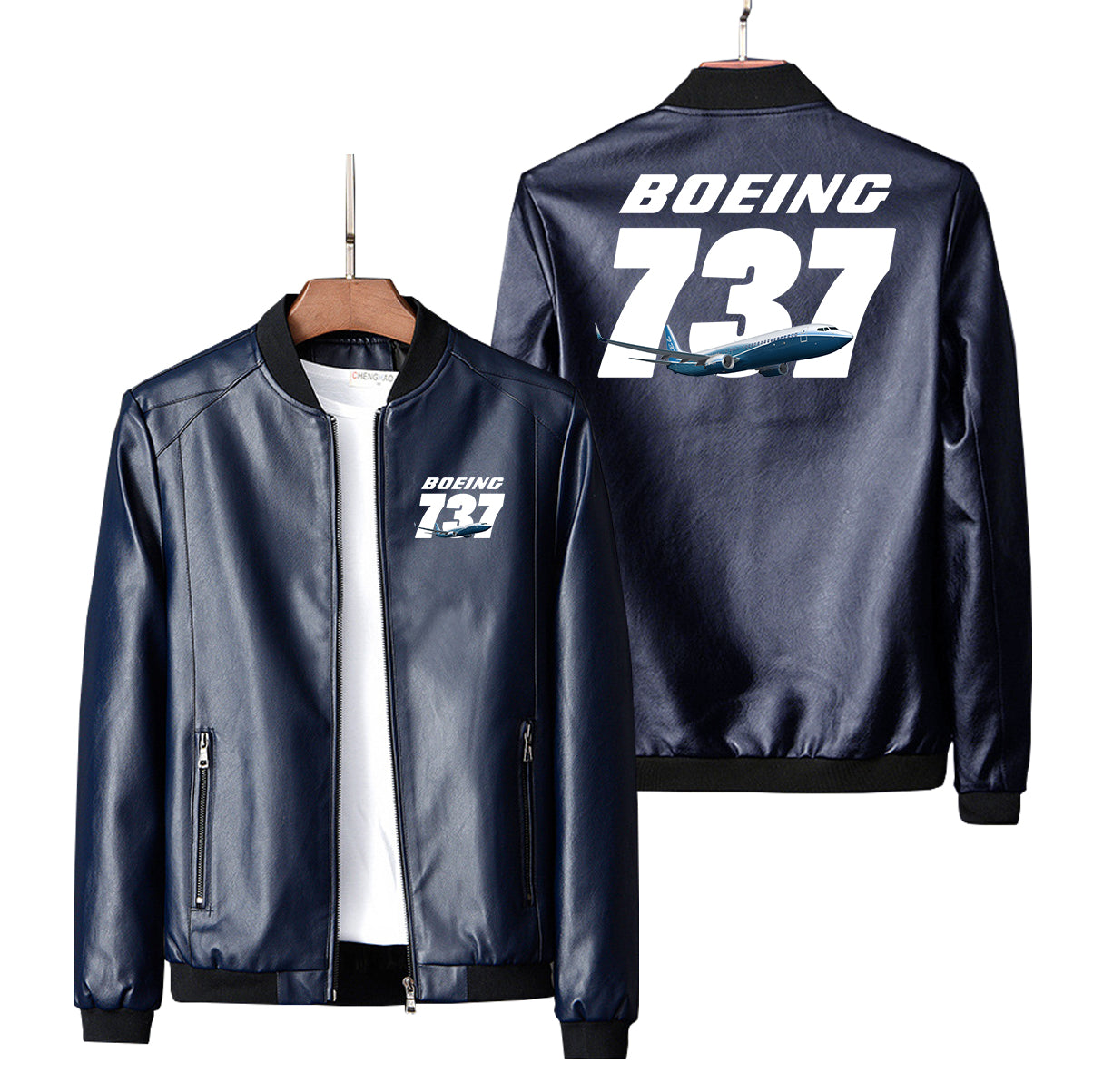 Super Boeing 737+Text Designed PU Leather Jackets