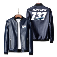 Thumbnail for Super Boeing 737+Text Designed PU Leather Jackets