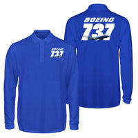 Thumbnail for Super Boeing 737+Text Designed Long Sleeve Polo T-Shirts (Double-Side)