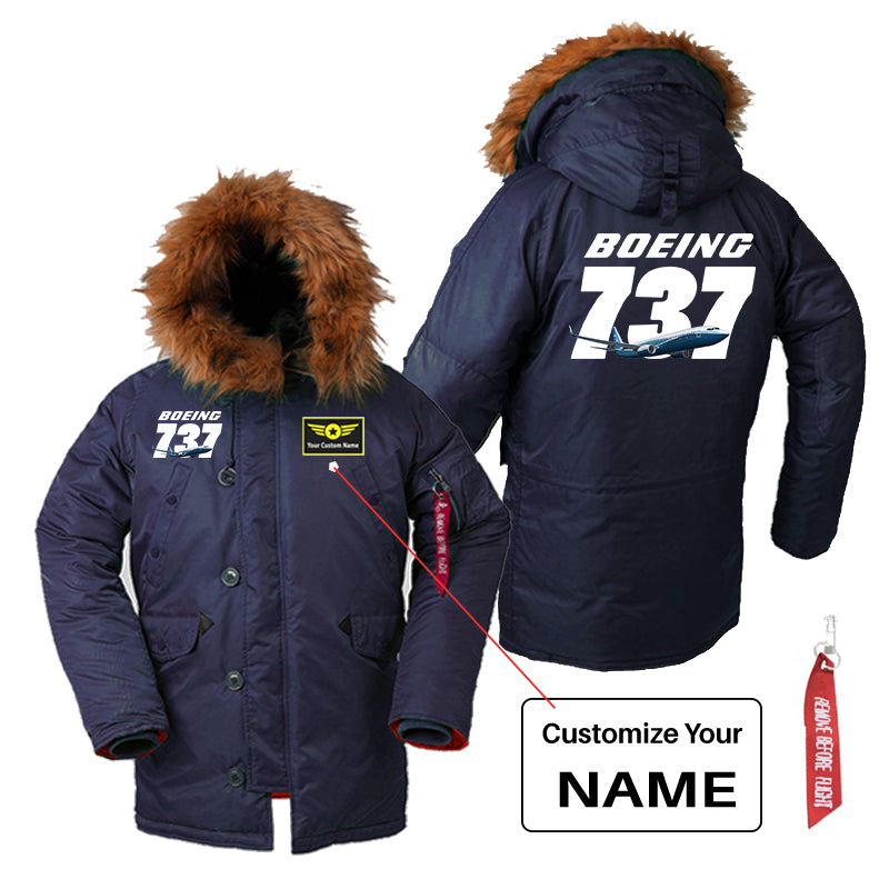 Super Boeing 737+Text Designed Parka Bomber Jackets