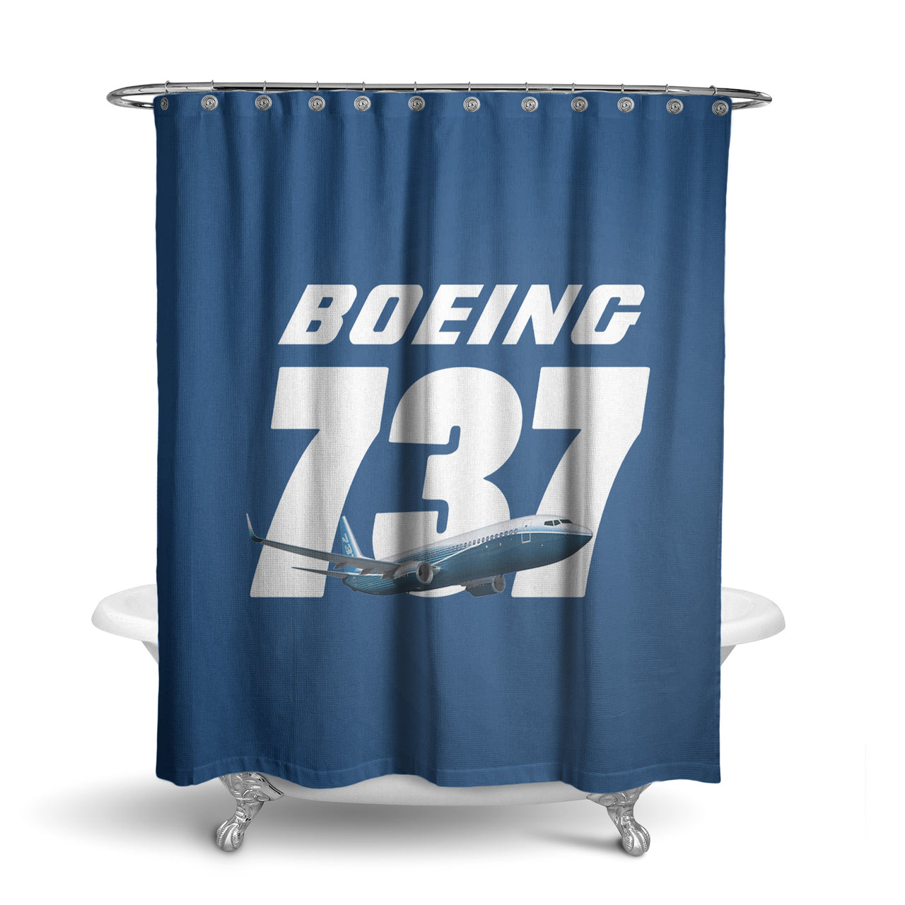 Super Boeing 737+Text Designed Shower Curtains