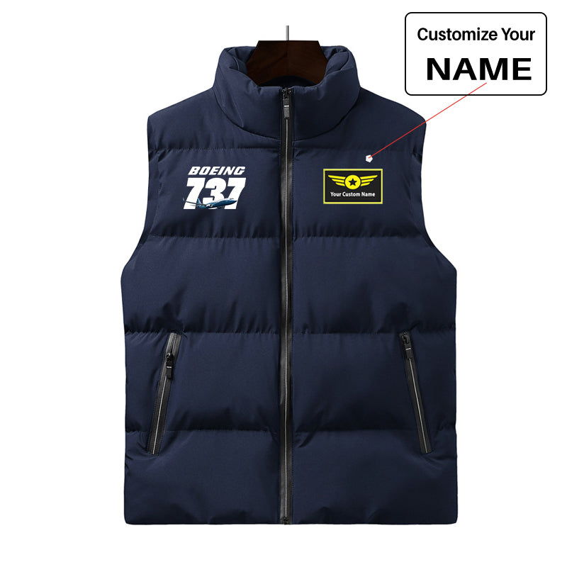 Super Boeing 737+Text Designed Puffy Vests