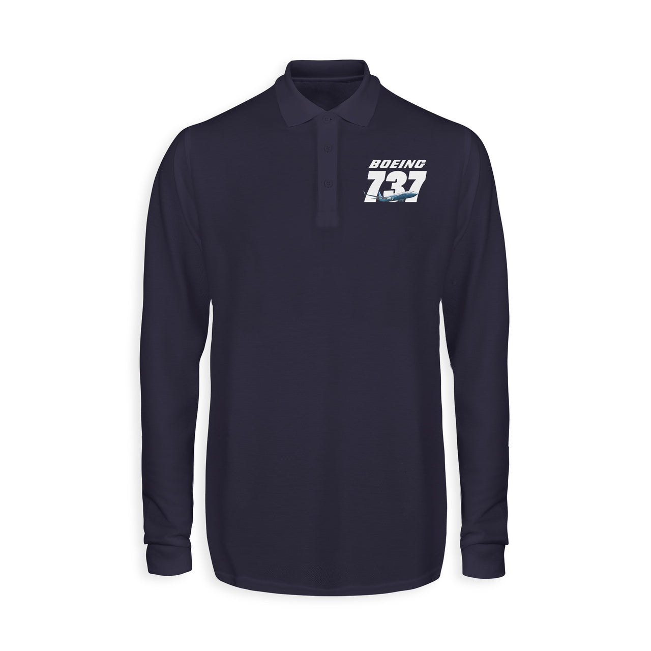 Super Boeing 737+Text Designed Long Sleeve Polo T-Shirts