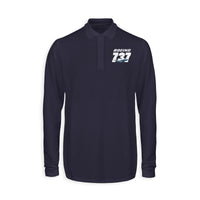 Thumbnail for Super Boeing 737+Text Designed Long Sleeve Polo T-Shirts