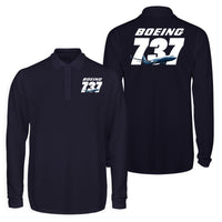 Thumbnail for Super Boeing 737+Text Designed Long Sleeve Polo T-Shirts (Double-Side)
