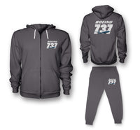 Thumbnail for Super Boeing 737+Text Designed Zipped Hoodies & Sweatpants Set