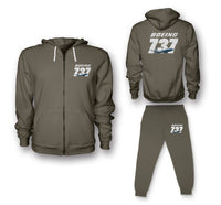 Thumbnail for Super Boeing 737+Text Designed Zipped Hoodies & Sweatpants Set