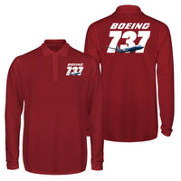 Thumbnail for Super Boeing 737+Text Designed Long Sleeve Polo T-Shirts (Double-Side)